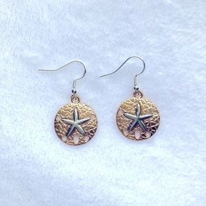 Gold & Silver Sand Dollar Drop Earrings NWT